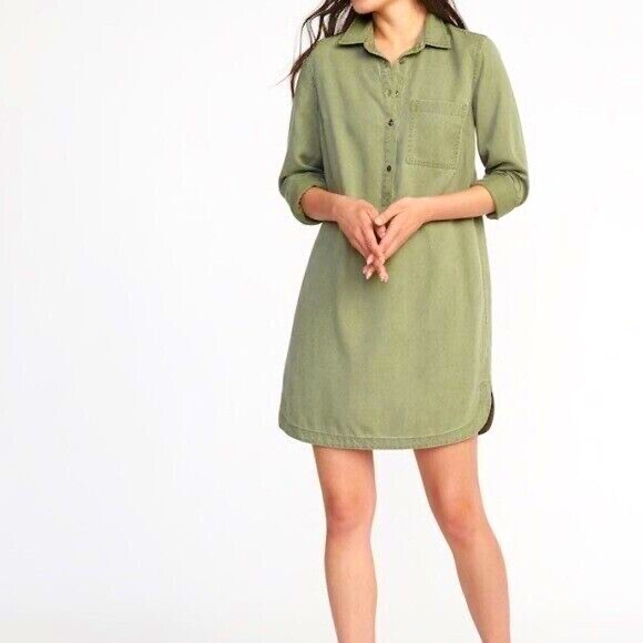 Tencel Chest-Pocket Shirt Dress - Picture 1 of 4